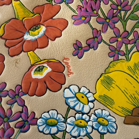 Coach Floral Shoulder Bag and Wallet Set - Red, Purple, Yellow on Cream - Picture 3 of 16
